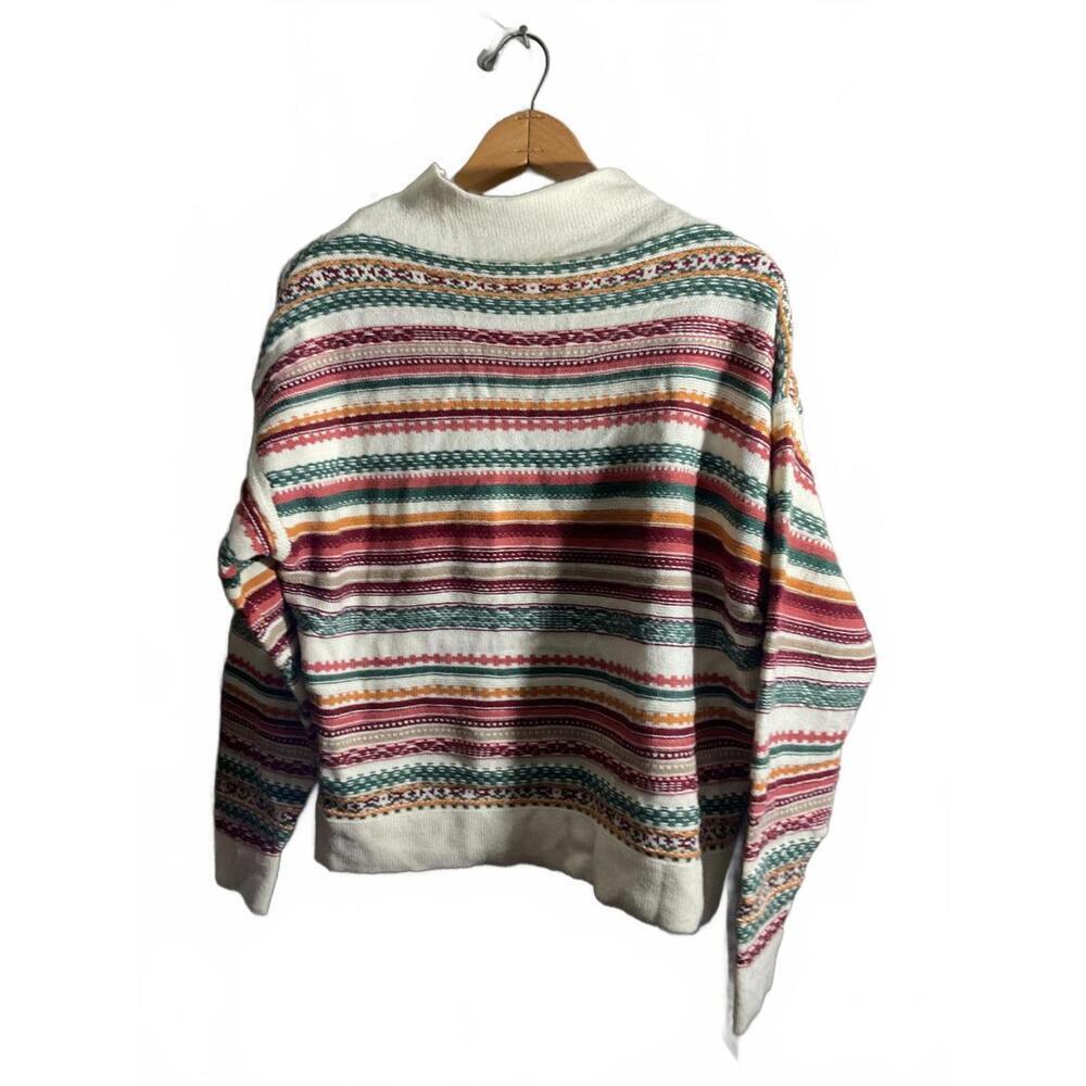 Staccato Cozy Multicolor Striped Knit Mockneck Sweater  Small